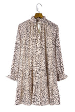 Load image into Gallery viewer, Printed Tie-Neck Flounce Sleeve Tiered Dress
