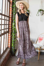 Load image into Gallery viewer, Leopard Print Round Neck Maxi Dress with Pockets

