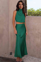 Load image into Gallery viewer, Cropped Turtle Neck Tank Top and Maxi Skirt Set
