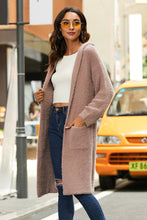 Load image into Gallery viewer, Open Front Long Sleeve Slit Hooded Cardigan
