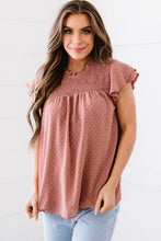 Load image into Gallery viewer, Polka Dot Smocked Flutter Sleeve Blouse
