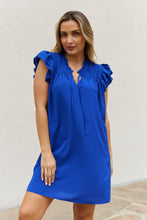 Load image into Gallery viewer, And The Why Ruffle Sleeve Smocked Detail Mini Dress
