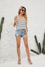 Load image into Gallery viewer, Striped V-Neck Sleeveless Knit Top
