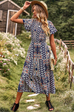 Load image into Gallery viewer, Printed Tie Back Flutter Sleeve Dress
