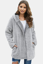 Load image into Gallery viewer, Button Front Hooded Teddy Coat
