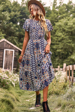 Load image into Gallery viewer, Printed Tie Back Flutter Sleeve Dress
