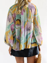 Load image into Gallery viewer, Printed Button Up Balloon Sleeve Shirt
