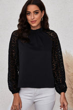 Load image into Gallery viewer, Lace Raglan Sleeve Gathered Detail Blouse
