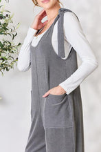 Load image into Gallery viewer, Celeste Full Size Ribbed Tie Shoulder Sleeveless Ankle Overalls
