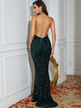 Load image into Gallery viewer, Sequin Backless Plunge Cami Dress
