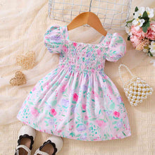 Load image into Gallery viewer, Baby Girl Floral Ruffle Trim Smocked Dress
