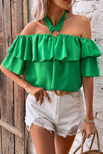 Load image into Gallery viewer, Halter Neck Ruffled Layered Blouse
