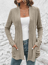 Load image into Gallery viewer, Ribbed Open Front Cardigan with Pockets
