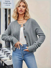 Load image into Gallery viewer, Button Up Dropped Shoulder Cardigan
