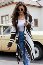 Load image into Gallery viewer, Striped Open Front Hooded Cardigan
