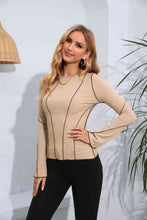 Load image into Gallery viewer, Ribbed Round Neck Long Sleeve Blouse
