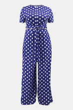 Load image into Gallery viewer, Plus Size Polka Dot Round Neck Top and Wide Leg Pants Set
