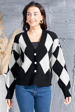 Load image into Gallery viewer, Geometric Button Up Dropped Shoulder Cardigan
