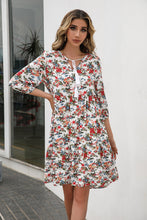 Load image into Gallery viewer, Floral Tie Neck Babydoll Dress
