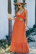 Load image into Gallery viewer, Frill Trim Cutout Spaghetti Strap Dress
