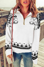 Load image into Gallery viewer, Zip-Up Mock Neck Dropped Shoulder Pullover Sweater
