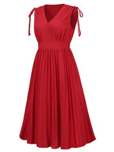 Load image into Gallery viewer, Pleated V-Neck Sleeveless Midi Dress
