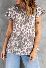 Load image into Gallery viewer, Leopard Layered Flutter Sleeve Tee Shirt
