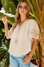 Load image into Gallery viewer, Bohemian Tassel Half Puff Sleeve Top
