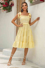 Load image into Gallery viewer, Striped Tie-Shoulder Tiered Dress
