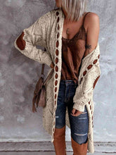 Load image into Gallery viewer, Openwork Long Sleeve Open Front Hooded Cardigan
