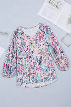 Load image into Gallery viewer, Printed Round Neck Balloon Sleeve Blouse
