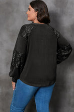 Load image into Gallery viewer, Plus Size Lucky Clover Sequin Round Neck Blouse
