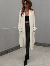 Load image into Gallery viewer, Waffle Knit Open Front Duster Cardigan With Pockets
