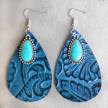 Load image into Gallery viewer, Artificial Turquoise Teardrop Earrings
