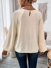 Load image into Gallery viewer, Ruched Swiss Dot Long Sleeve T-Shirt
