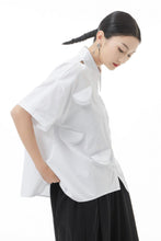 Load image into Gallery viewer, Cutout Pointed Collar Button Front Shirt
