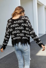 Load image into Gallery viewer, ANGEL Distressed V-Neck Dropped Shoulder Sweater
