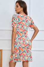 Load image into Gallery viewer, Floral Puff Sleeve V-Neck Seam Detail Dress
