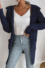 Load image into Gallery viewer, Ribbed Open Front Hooded Cardigan with Pockets
