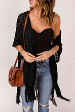 Load image into Gallery viewer, Fringe Hem Slit Open Front Cardigan
