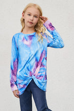 Load image into Gallery viewer, Girls Tie-Dye Twist Front Long Sleeve Top
