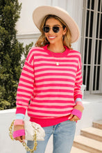 Load image into Gallery viewer, Warm Spice Striped Round Neck Sweater
