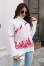 Load image into Gallery viewer, Reindeer &amp; Snow Pattern Turtle Neck Pullover Sweater
