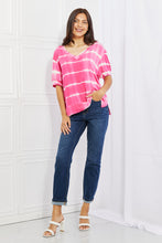 Load image into Gallery viewer, Yelete Full Size Oversized Fit V-Neck Striped Top
