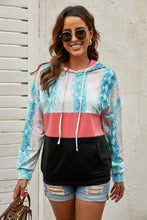 Load image into Gallery viewer, Snake Print Color Block Drawstring Detail Hoodie

