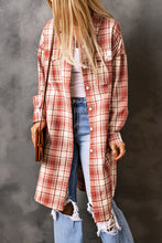 Load image into Gallery viewer, Plaid Button-Up Longline Shacket with Breast Pockets
