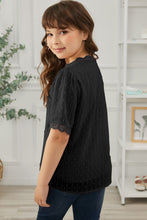 Load image into Gallery viewer, Girls Swiss Dot Spliced Lace Blouse
