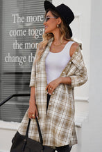 Load image into Gallery viewer, Plaid Button-Up Longline Shacket with Breast Pockets
