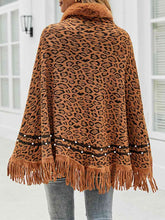 Load image into Gallery viewer, Leopard Fringe Hem Poncho
