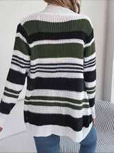 Load image into Gallery viewer, Striped Open Front Long Sleeve Cardigan
